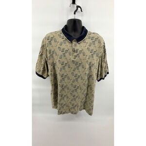 Vintage Knightsbridge Men's 2X Polo Shirt 90s Abstract Geometric Knit Cotton